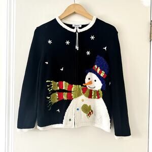 Hampshire Studio Snowman Sweater Sz Petite M